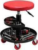 Relaxdays Werkplaatskruk - op wielen - hoogte verstelbaar - 42-56 cm - rood