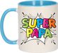 Bellatio Decorations Cadeau koffie/thee mok voor papa - blauw - super papa - 300 ml - Vaderdag