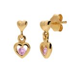 Lucardi Kinder Zilveren goldplated kinderoorbellen hart met zirkonia