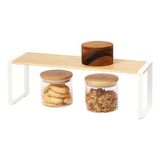 Yamazaki 3155 TOSCA Kitchen Rack, white, Steel/Wood, 40 x 12 x 15.5 cm