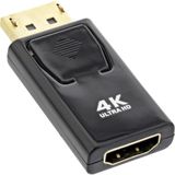 InLine 17198M DisplayPort male naar HDMI female adapter zwart