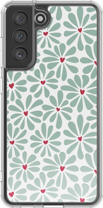 imoshion Hoesje - Geschikt voor Samsung Galaxy S21 FE - Design hoesje - Bloom Love Sage Green