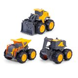 Dickie Toys Volvo Monster Truck - 3-gesorteerd (willekeurige selectie) met frictie en vierwielaandrijving – wiellader, dumper of graafmachine – robuuste voertuigen met bewegende delen