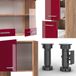 Vicco R-Line Complete keukeneenheid – 350 cm met hoge kast, WB Marmer Rood hoogglans/gouden eik