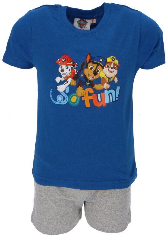4KidsOnly Paw Patrol Shortama - Katoen - Blauw - Maat 122/128 - 7/8 Jaar