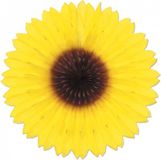 Merkloos / Sans marque Shoppartners Bv Decoratie zonnebloem - 2x - geel - 45 cm - crepe papier - hangdecoratie