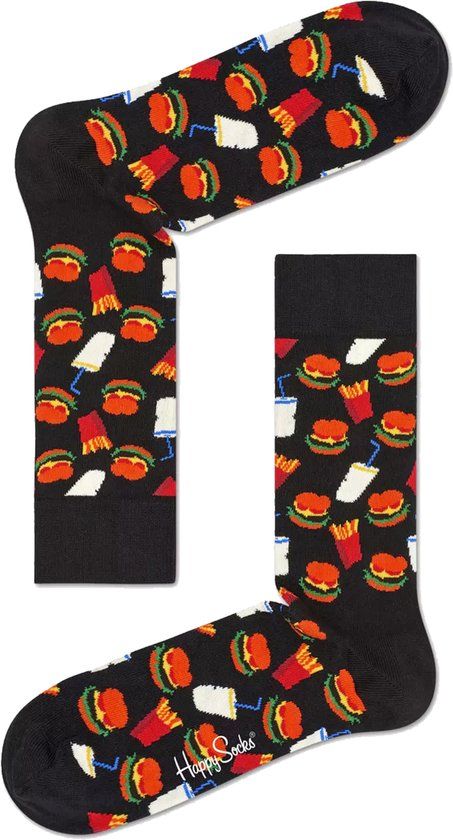 Happy Socks Sokken Hamburger - Maat 41-46 - Heren - Grappige sokken - Halfhoge sokken