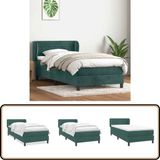 vidaXL Boxspring met matras fluweel donkergroen 80x220 cm