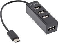 InLine USB hub (USB-C) | 4x USB-A | USB2.0 | compact | 0,15 meter