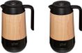 5Five Koffie/thee thermoskan/isoleerkan - 2x stuks - 1 liter - houtlook