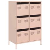 vidaXL Hoge kast - Roze - 68x39x101,5 cm - Staal