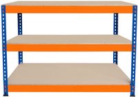 MonsterShop S-rax Werkbank 3 Planken - Blauw/Oranje - 120x60x90 cm - Schroefloos