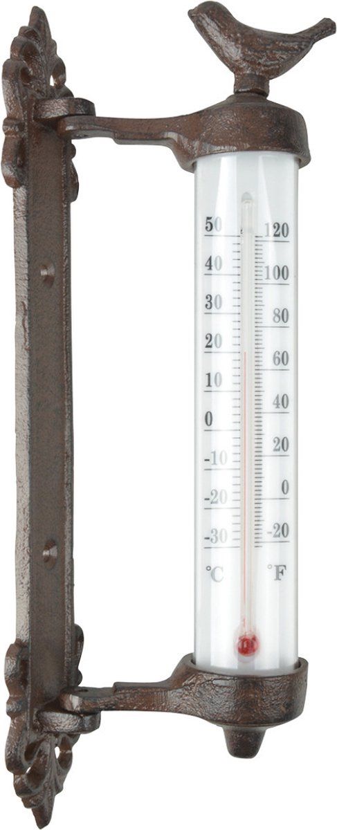 Esschert Design Gietijzeren wandthermometer voor binnen en buiten 27 cm - bruin