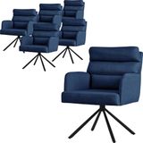 ml-design Eetkamerstoel set van 6 donkerblauwe draaistoelen met afneembaar rugkussen gestoffeerd tot 120 kilogram