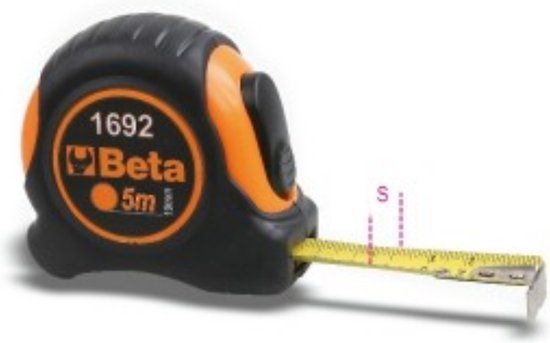 Beta Rolmaat 8m - 25mm Breed - Zwart/Rood