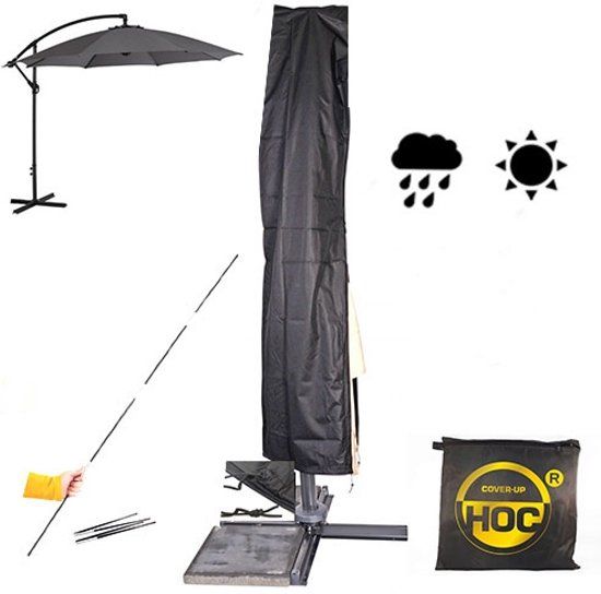 HOC Zweefparasolhoes met Stok en Rits 265 cm Zwart