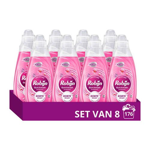 Robijn Advanced Quickwash Vloeibaar Wasmiddel - Sunset Bloom - voor korte wasprogramma's - 8 x 22 wasbeurten - Voordeelverpakking
