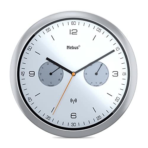 Mebus 52827 silber Funk-Wanduhr