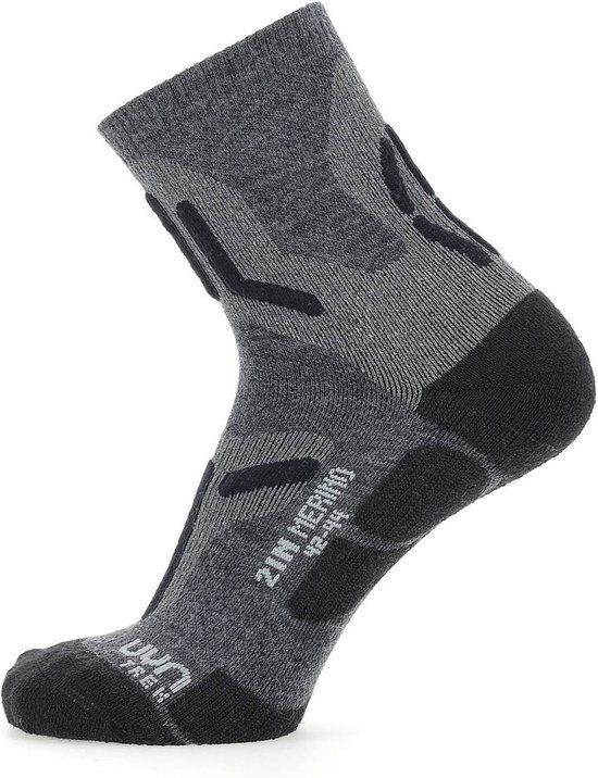 UYN Heren Trekking 2IN Merino Sokken - Schwarz/Grau - Schoenmaat 35-38