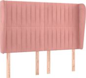vidaXL Hoofdbord met randen 147x23x118/128 cm fluweel roze