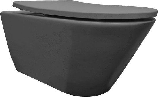 Wiesbaden Stereo Rimless Wandcloset Toilet - Mat Grijs - Met Soft-close Zitting