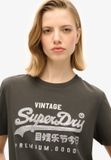 Superdry Versierd VL Graphic T-shirt Dames Katoen Ronde Hals Korte Mouw Regular Fit Casual Washed Black