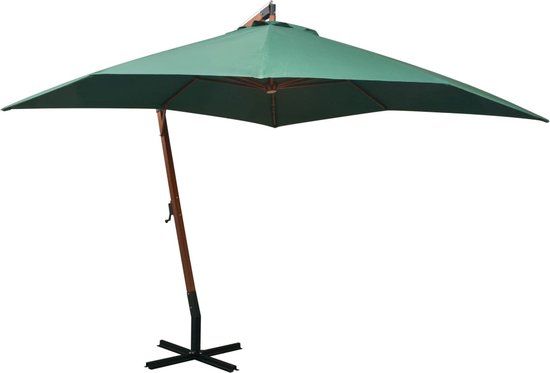 vidaXL Zweefparasol - met houten paal - 300x300 cm - groen