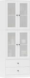 HOMCOM keukenkast - spaanplaat - glas - 59L x 30B x 170H cm - wit