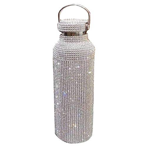 BSOMAM Diamant Waterfles - RVS Thermos Waterfles - Glitter Waterfles - Zilver (750ml)