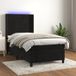 Maison Exclusive - Lit boxspring avec matelas et éclairage LED, noir, 80 x 200 cm, velours