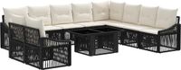 vidaXL Tuinbank Set 2-zits Zwart Poly Rattan