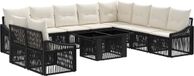 vidaXL Tuinbank Set 2-zits Zwart Poly Rattan