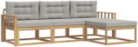 vidaXL - Bank loungeset - 4 zitplekken - Wit en lichtgrijs - Polyester