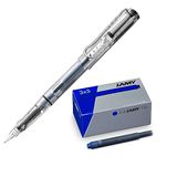Lamy Set van 1x safari vista transparante vulpen pen M en 1x T10 set van 3 inktpatronen in originele doos - inktkleur blauw