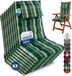 Beautissu Sun-HL - Set de 8 Coussin de dossier haut premium avec appui-tête 120x50 cm résistant aux UV et coussin de 8 cm d'épaisseur coussin de chaise de jardin sangles de fixation antidérapantes tissu résistant vert à carreaux