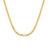 Lucardi Dames Stalen goldplated ketting gourmet met zirkonia - Ketting - Staal - Goudkleurig - 47 cm