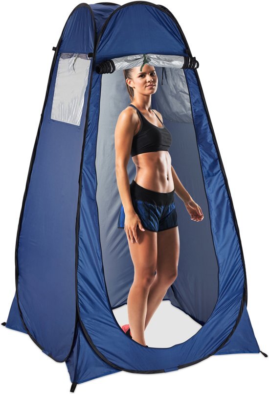 Relaxdays pop-up tent - omkleedtent - douchetent - wc-tent - kleedkamer blauw 190x120x120