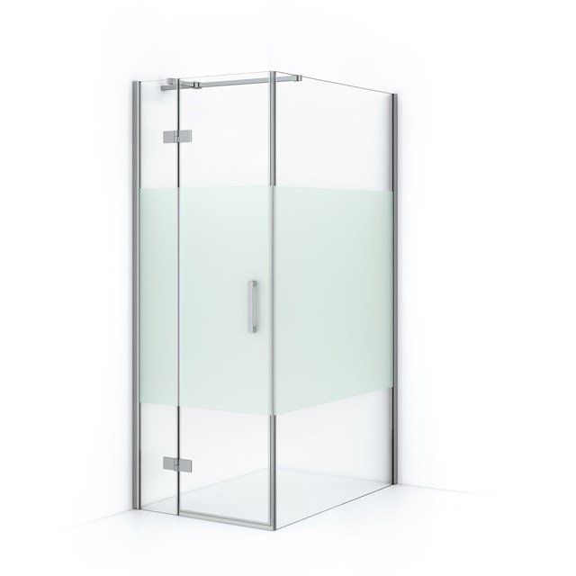 Maxaro Douchecabine Diamond 110x80cm 8mm Helder Veiligheidsglas met Matte Strook Chroom