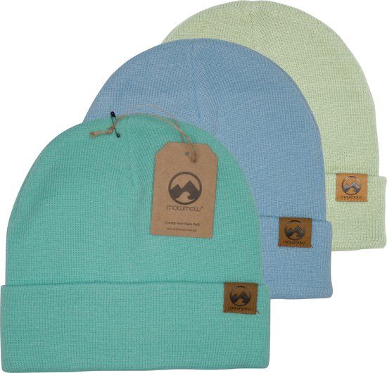 MowMow® 3-pack Beanie - One Size - Unisex - Aqua/Light Blue/Green