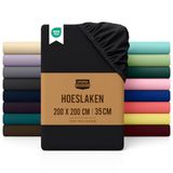 Utopia Bedding - Hoeslaken - 35 cm Diepe, Eenvoudig onderhoud Zachte Geborstelde Microvezel Stof - Krimp en Vervaagt Bestendig (200 x 200 x 35 cm, Zwart)