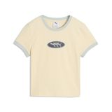 PUMA FUTURE.PUMA.ARCHIVE slim-fit Ringer T-shirt met print voor dames S, Buttercream Yellow