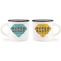 Legami - Espresso For Two, 2 koffiekopjes van porselein, New Bone China, inhoud 50 ml, thema Mum and Dad, vaatwasmachinebestendig, magnetronbestendig