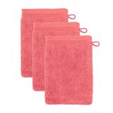 Möve Superwuschel Washandje, 15 x 20 cm, van 100% katoen, koraal, 3-delige set