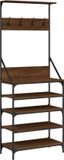 vidaXL Kledingrek met schoenenrek 70x34x184 cm bruin eikenkleur