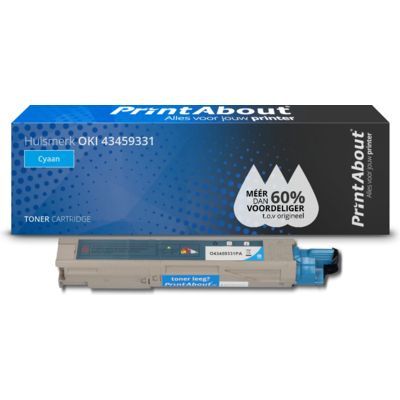 PrintAbout Huismerk OKI 43459331 Toner Cyaan