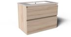 Saniclass Prime Vita Badkamermeubelset - 80x46x60cm - keramische wastafel glans wit - 1 wasbak - 1 kraangat - 2 lades - licht eiken