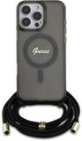 Guess Crossbody Cord Script Serie - iPhone 16 Pro Etui - MagSafe - Zwart