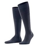FALKE Airport lang eenkleurig wol katoen kniekousen heren blauw - maat 41-42