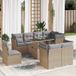 Maison Exclusive - Ensemble de meubles de jardin 9 pièces avec canapé et coussins, beige, en polyrotin