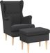 vidaXL - Fauteuil - met - Voetenbank - 2 - stuks - Donkergrijs - Bouclé